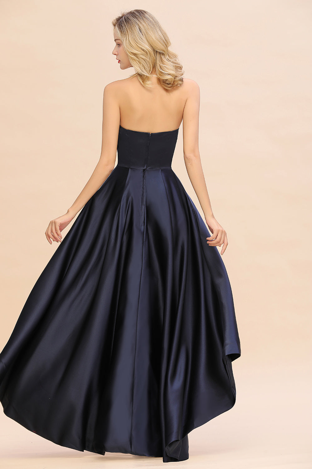 Affordable Hi-Lo Strapless Satin Bridesmaid dresses Online-27dress
