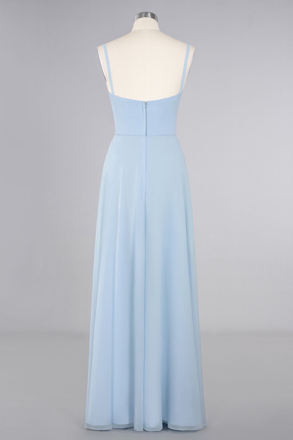 Load image into Gallery viewer, Affordable Spaghetti-Straps Slit Long Chiffon Bridesmaid Dress with Ruffle-27dress
