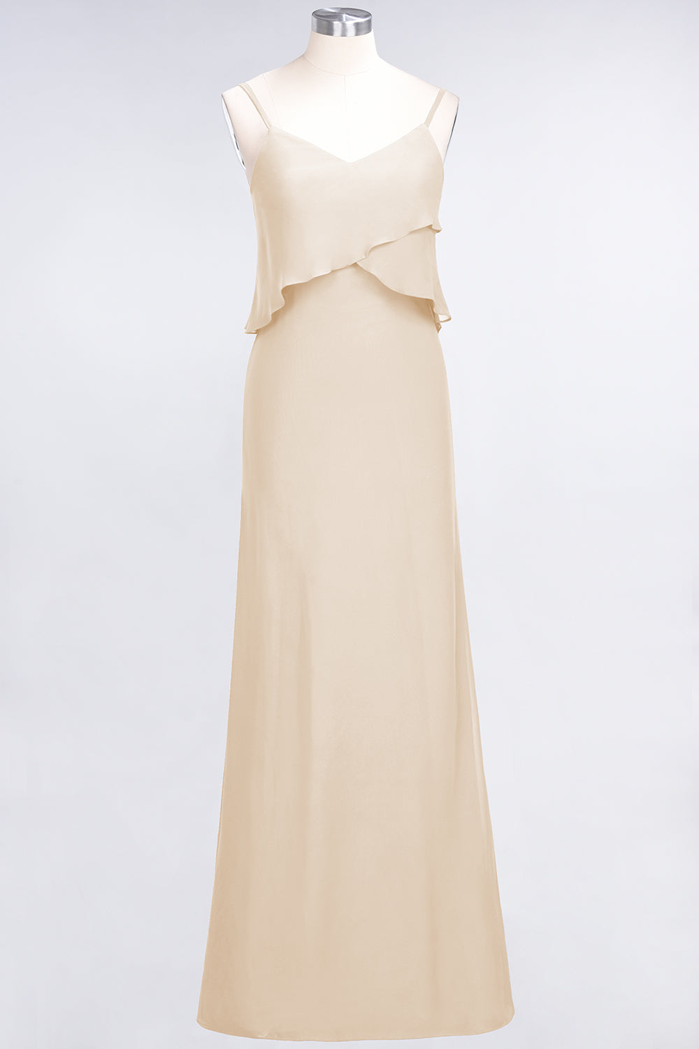 Affordable Spaghetti-Straps V-Neck Burgundy Chiffon Bridesmaid Dresses-27dress