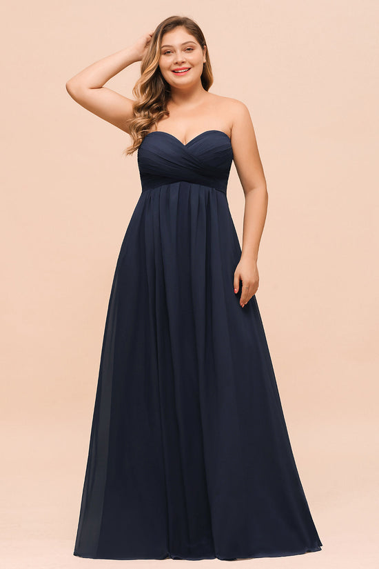 Affordable Strapless Sweetheart Long Bridesmaid Dress with Ruffle-27dress