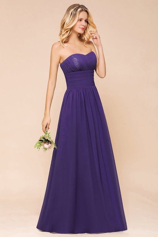 Affordable Sweetheart Sequins Regency Bridesmaid Dress with Pleats-27dress