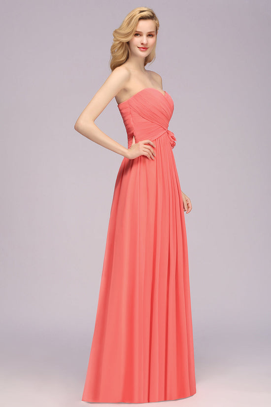 Load image into Gallery viewer, Affordable Sweetheart Strapless Chiffon Bridesmaid Dress with Flower-27dress
