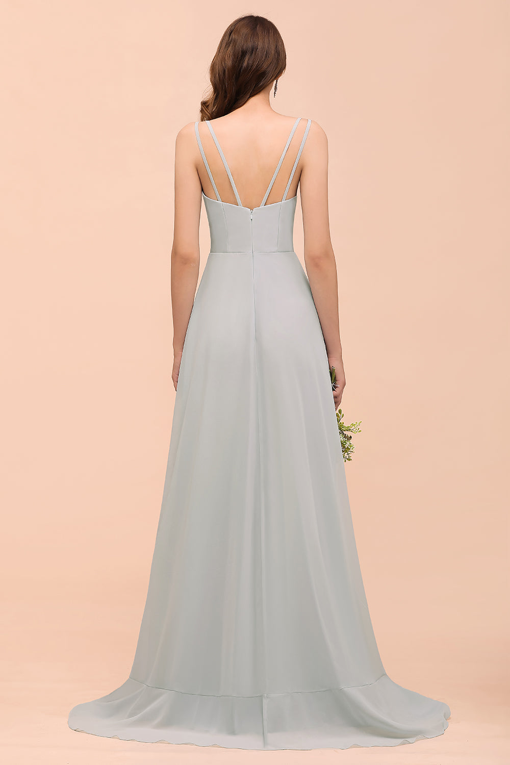 Load image into Gallery viewer, Affordable V-Neck Ruffle Mist Chiffon Bridesmaid Dresses Affordable-27dress
