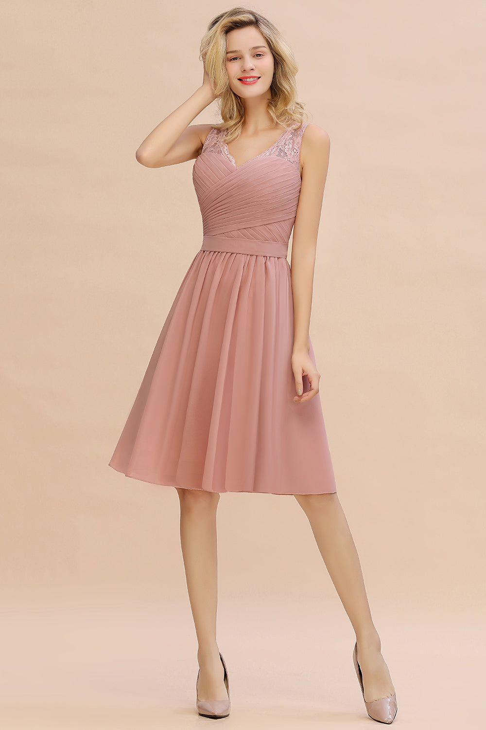 Affordable V-Neck Sleeveless Ruffles Short Lace Bridesmaid dresses Onl 27dress Affordable V-Neck Sleeveless Ruffles Short Lace Bridesmaid dresses Onl 27dress