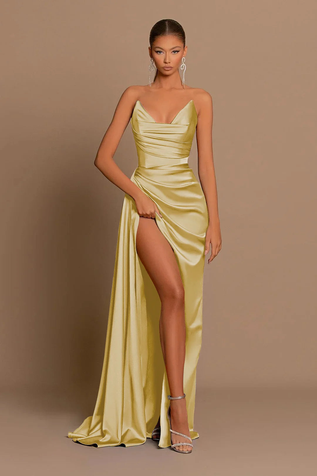 Amazing Blue Mermaid Strapless Sleeveless Prom Dress Unique Style For Party