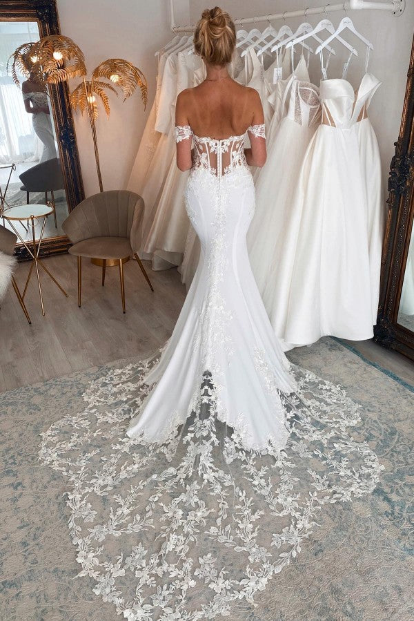 Amazing Lace Wedding Dress Mermaid Off-the-Shoulder-27dress