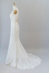 Awesome Illusion Lace Mermaid Wedding Dress On Sale-27dress