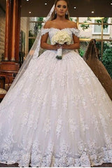 Ball Gown Off-the-Shoulder Lace Wedding Dress Online-27dress