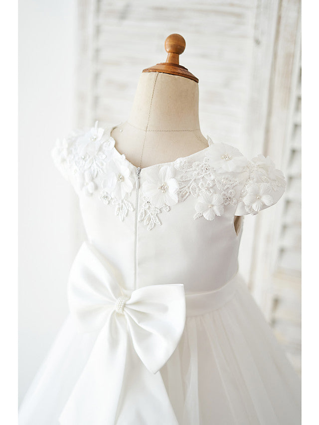 Ball Gown Satin Tulle Wedding Birthday Flower Girl Dresses-27Dress