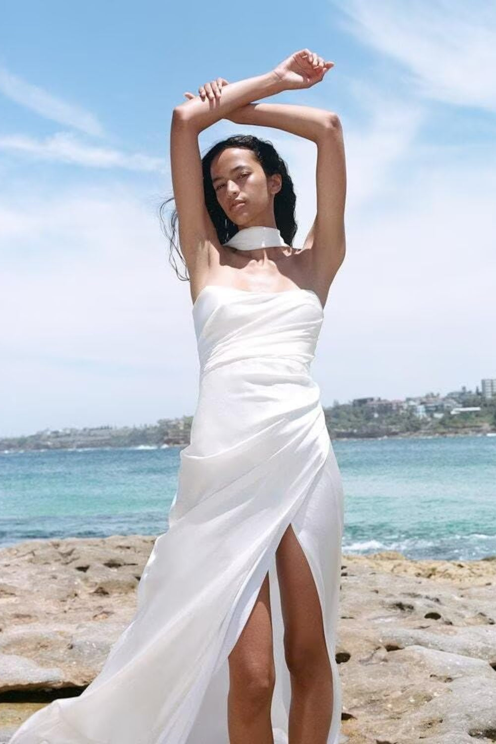 Beach Strapless Mermaid Wedding Dress with Slit-27dress