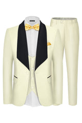 Bespoke Three Pieces Shawl Lapel Beige Wedding Suits