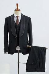Black 3 Pieces Bespoke Wedding Suit For Grooms