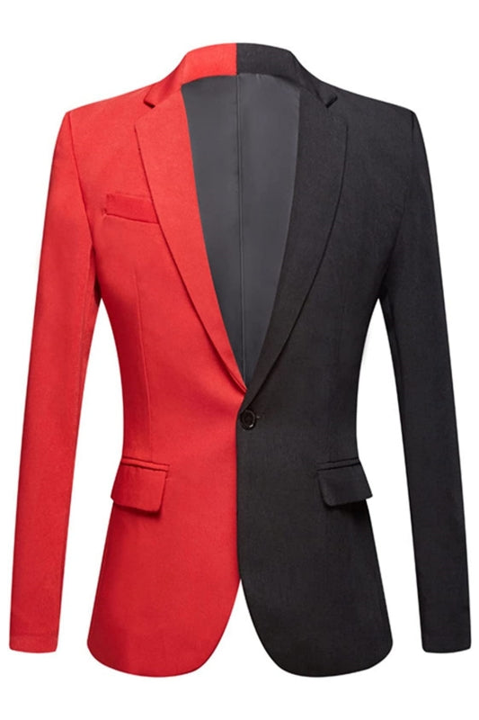 And Notched Lapel Two Pieces Bespoke Black Red Prom Suits