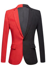 And Notched Lapel Two Pieces Bespoke Black Red Prom Suits