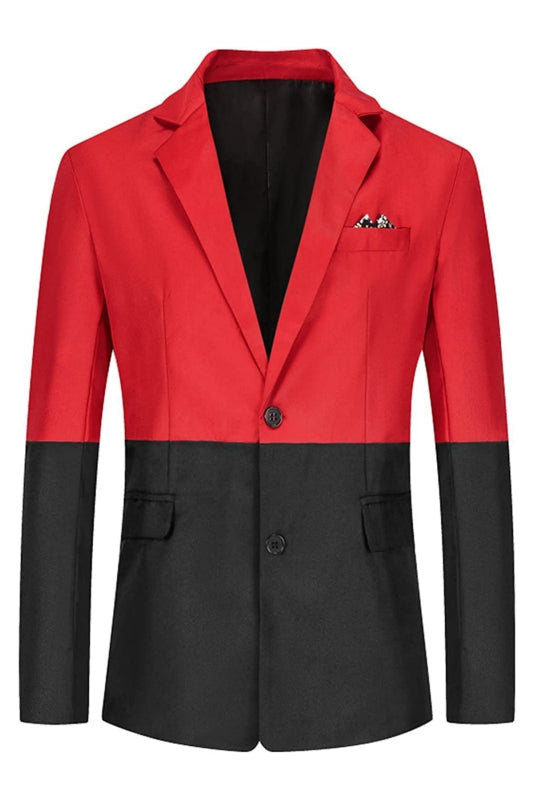 And Notched Lapel Two Pieces Fashion Black Red Prom Suits