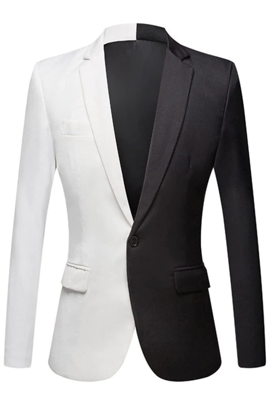 And Notched Lapel Two Pieces Chic Black White Prom Suits