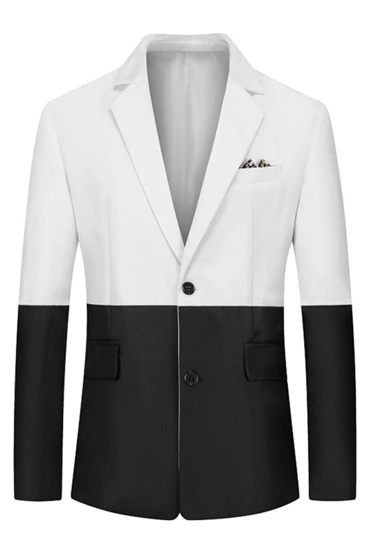 And Notched Lapel Two Pieces Fancy Black White Prom Suits