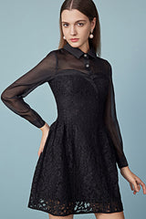 27Dress Black High Neck Long Sleeves Short Dresses