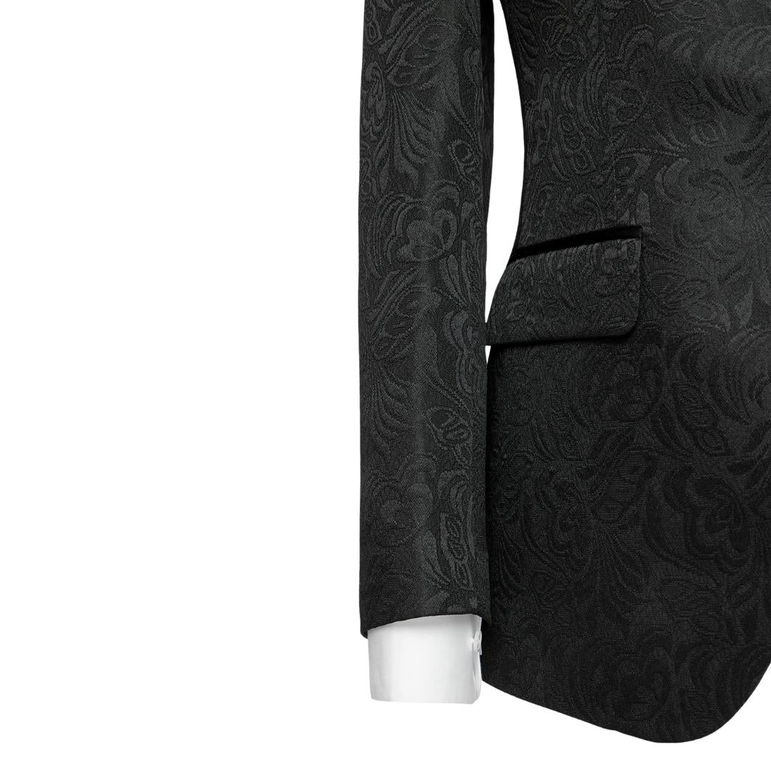 Jacquard Shawl Lapel Two Pieces Slim Fit Black Wedding Suits