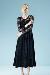 27Dress Black Long Sleeves Lace Sequined A-line Dresses