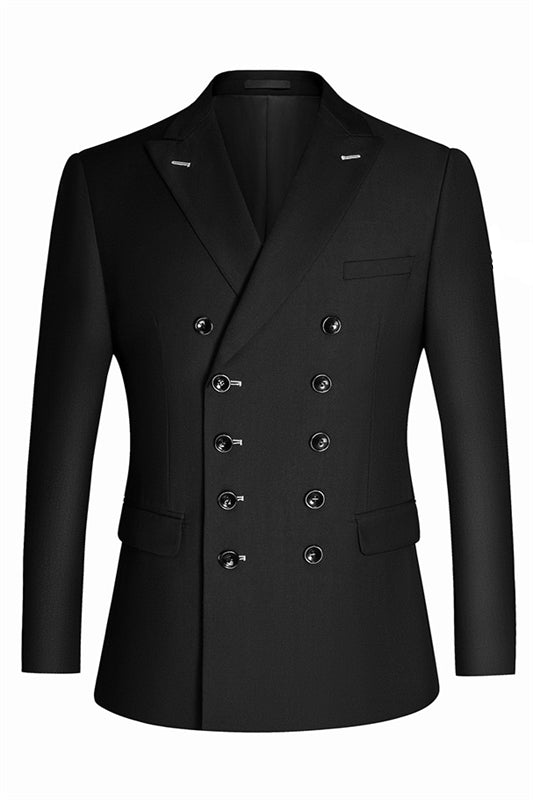 Peaked Lapel Double Breasted Black Business Suits