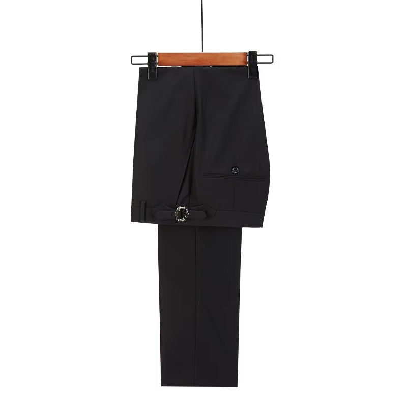 Peaked Lapel Double Breasted Black Prom Suits