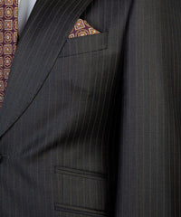 Black Stripe Peaked Lapel Three Pieces Business Men Suits