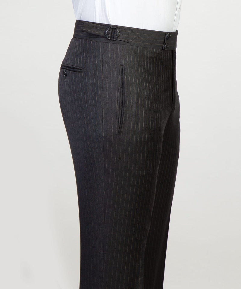 Black Stripe Peaked Lapel Three Pieces Business Men Suits