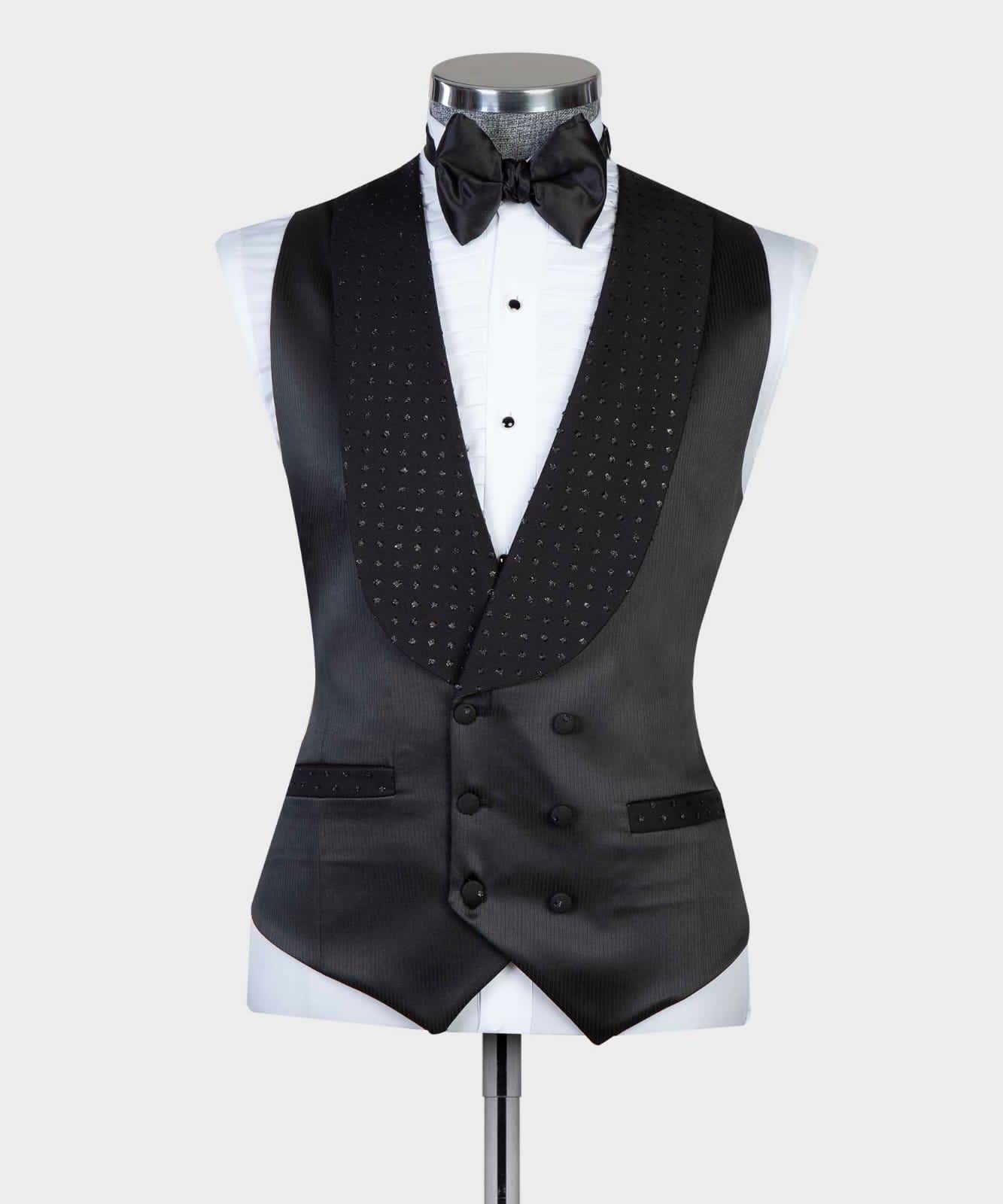 Two Pieces Shawl Lapel Bespoke Black Wedding Suits