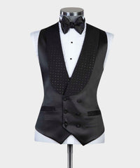 Two Pieces Shawl Lapel Bespoke Black Wedding Suits