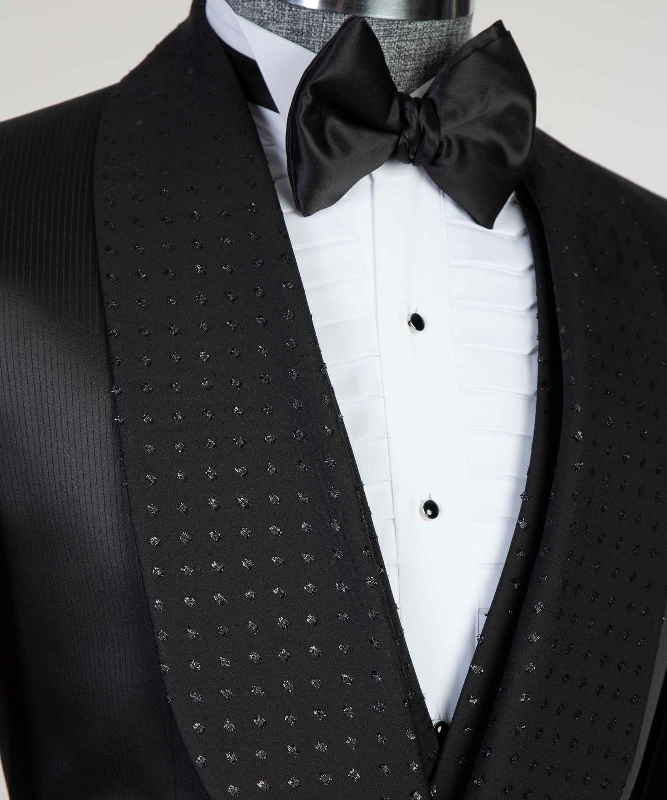 Two Pieces Shawl Lapel Bespoke Black Wedding Suits