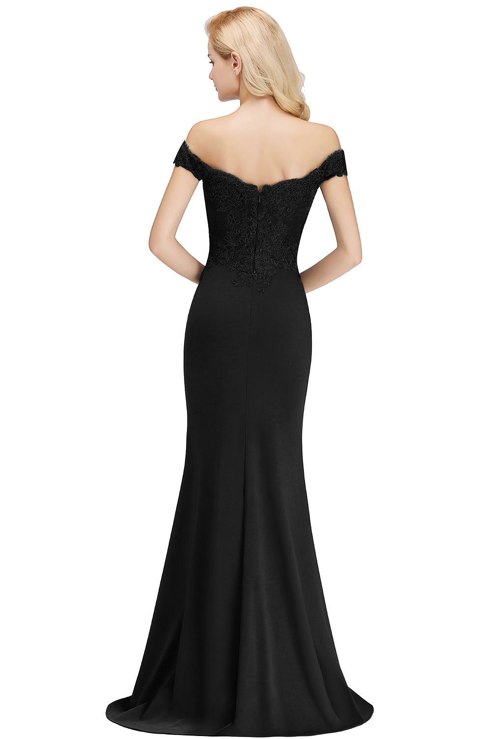 Long Off-the-shoulder Appliques Lace Mermaid Bridesmaid Dress