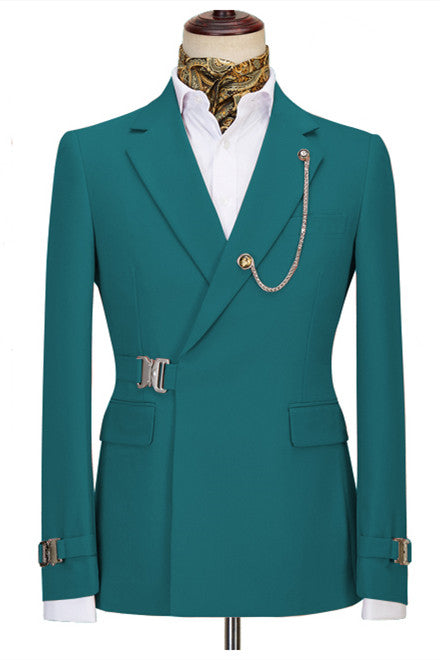 Notched Lapel Fashion Two Pieces Men Blue Green Prom Suits