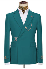 Notched Lapel Fashion Two Pieces Men Blue Green Prom Suits