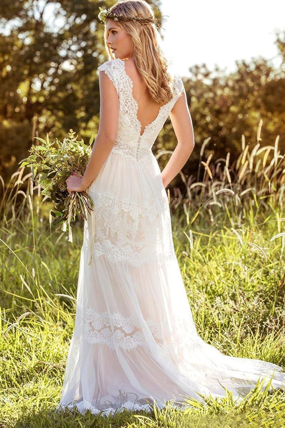 Boho Sweetheart Empire Waist Lace Tulle A-line Wedding Dress From 27dress
