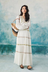 27Dress Boho White Long Sleeves A-line Long Dress