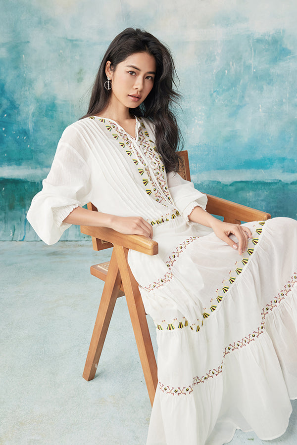 27Dress Boho White Long Sleeves A-line Long Dress