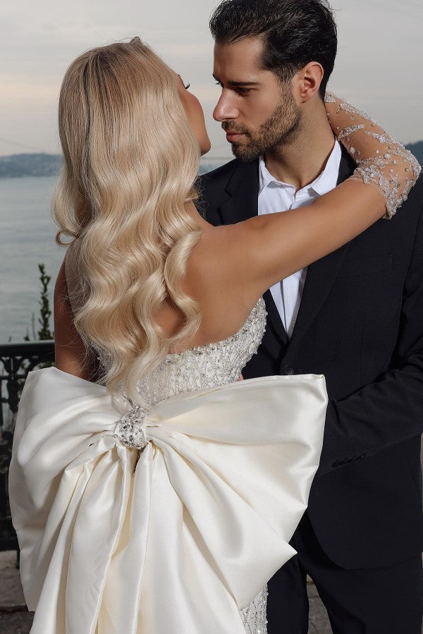 Load image into Gallery viewer, Bowknot Wedding Dress Mermaid Luxury With Beadings-27dress

