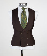 Brown Newest Peaked Lapel Three Pieces Men Suits For Business