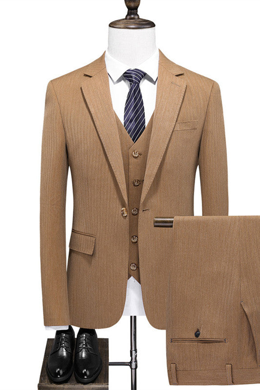 Brown Striped Fashion Three Pieces Men Suit for Prom