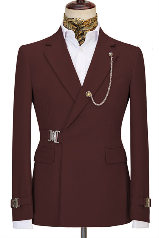 Notched Lapel Burgundy Prom Suits For Men
