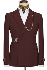 Notched Lapel Burgundy Prom Suits For Men