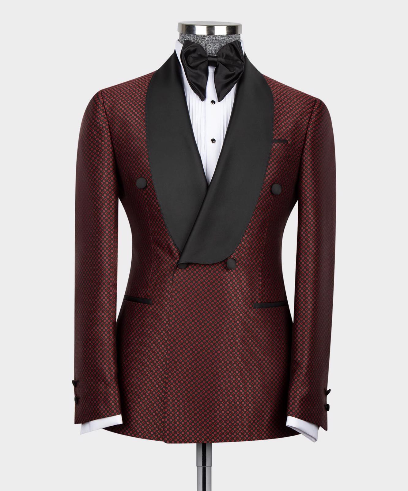 Burgundy Shawl Lapel Two Pieces Chic Prom Men Suits