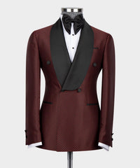 Burgundy Shawl Lapel Two Pieces Chic Prom Men Suits