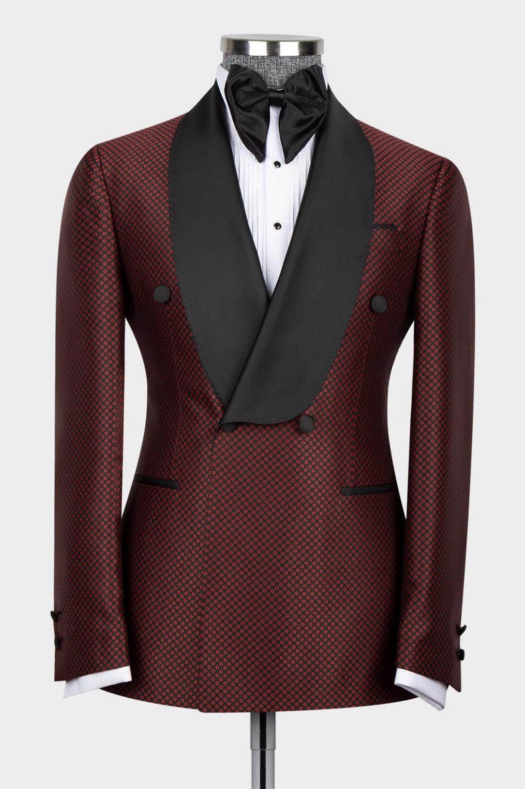 Burgundy Shawl Lapel Two Pieces Chic Prom Men Suits