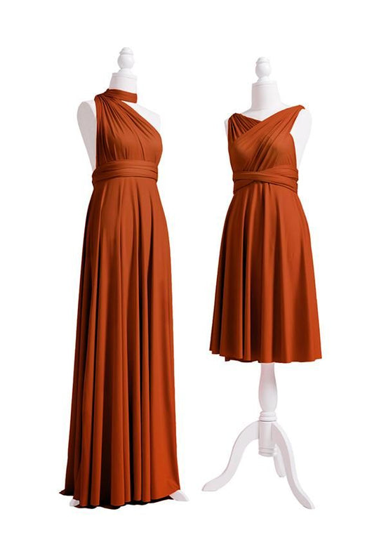 Load image into Gallery viewer, Camel Multiway Ruffles Infinity A-Line Bridesmaid Dresses-27dress
