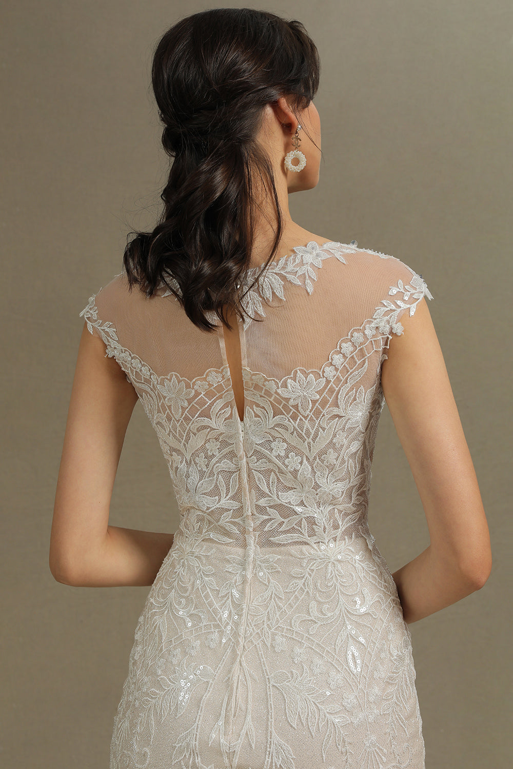 Cap Sleeves Lace Mermaid Long Sleeveless Applique Wedding Dresses 27dress Cap Sleeves Lace Mermaid Long Sleeveless Applique Wedding Dresses 27dress