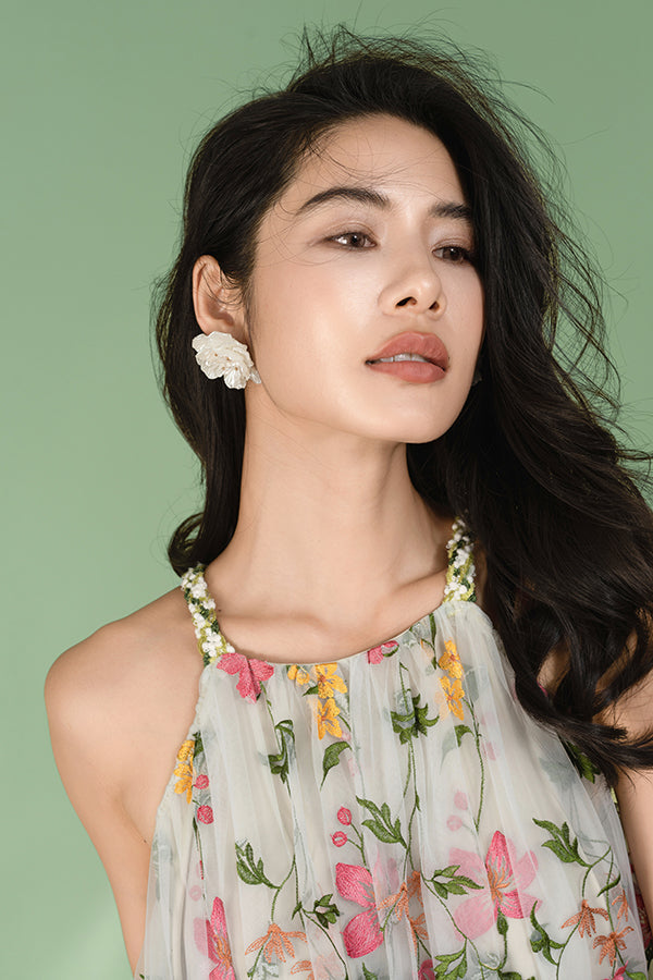 27Dress Casual Floral Halter Sleeveless Long A-line Dresses