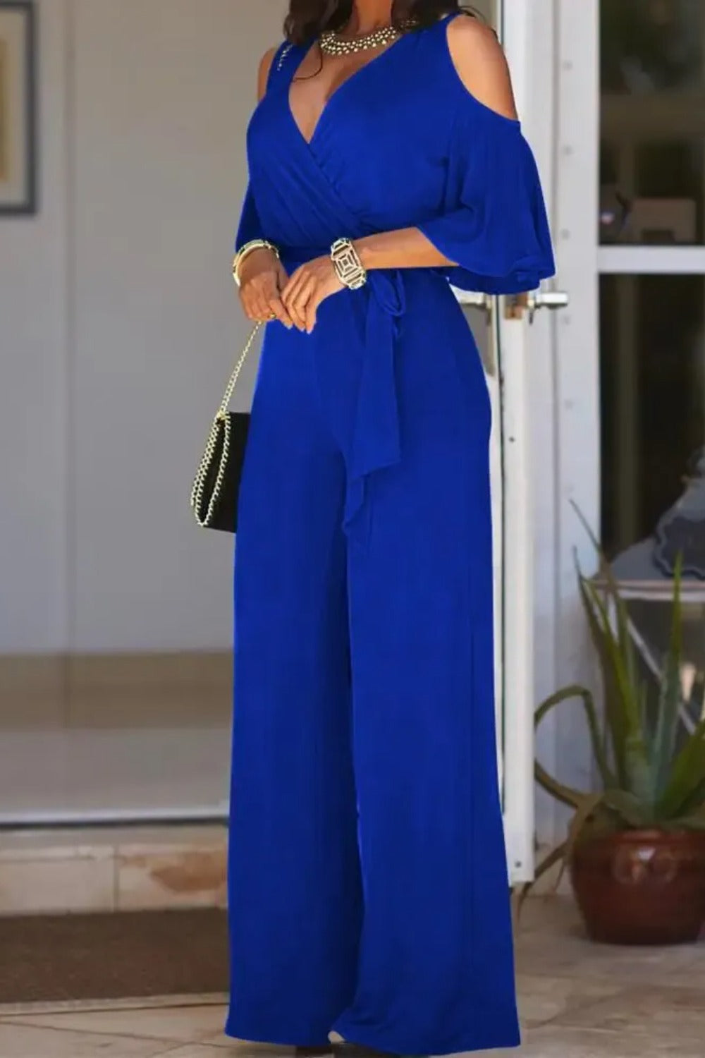 Casual Off-the-Shoulder Short Sleeves Jumpsuits for Women-27dress