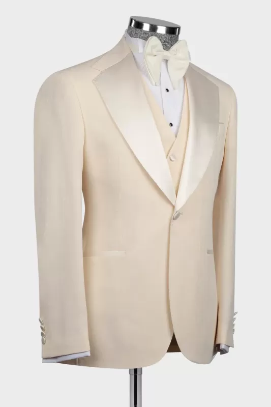 Champagne Notched Lapel Three Pieces Prom Suits